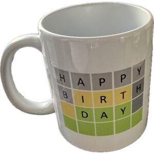 Wordle‎ Happy Birthday mug